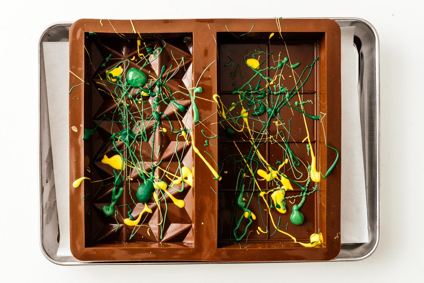 white chocolate pattern in a chocolate mold | www.iamafoodblog.com