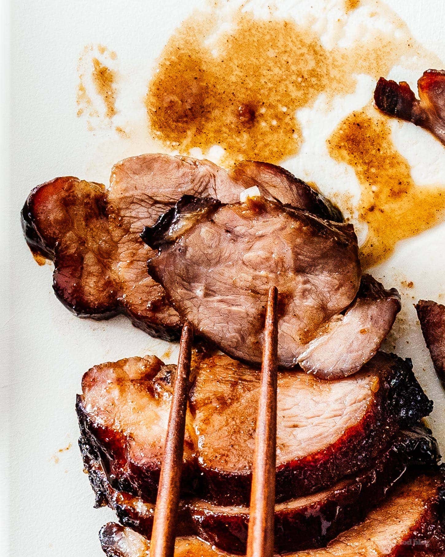 slice of chinese bbq pork | www.iamafoodblog.com