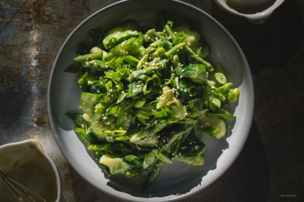 miso smashed cucumber and green bean salad - www.iamafoodblog.com