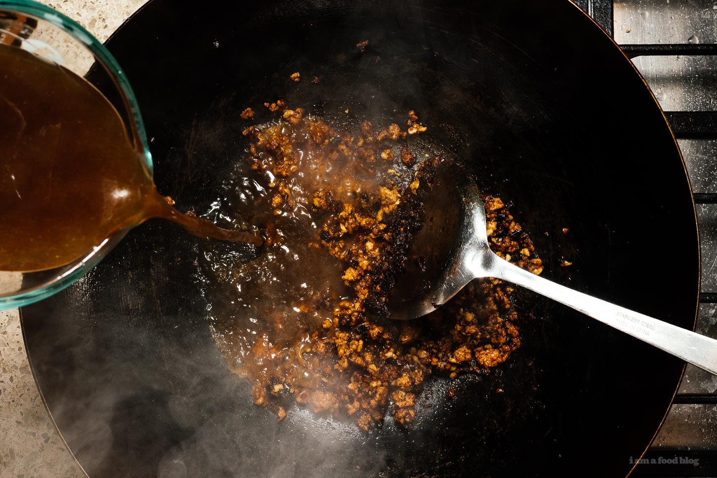 making mapo sauce | www.iamafoodblog.com