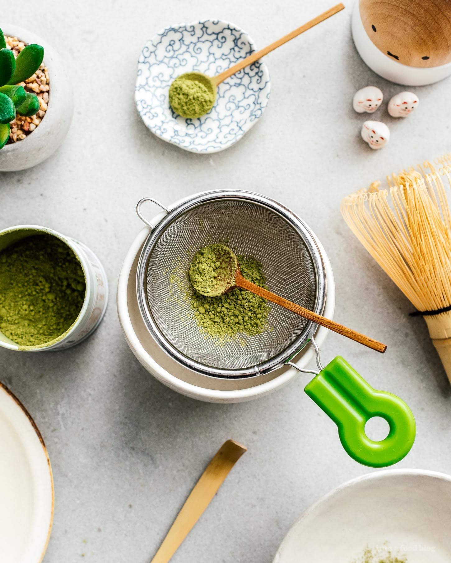 matcha in a sieve | www.iamafoodblog.com