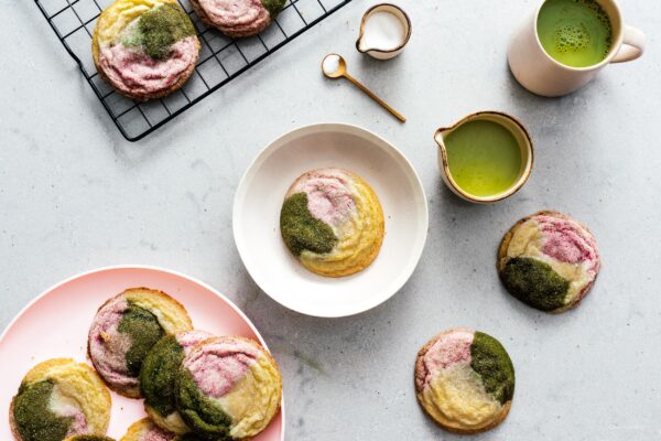 Neapolitan Cookies: Matcha Strawberry and Vanilla Sugar Cookies