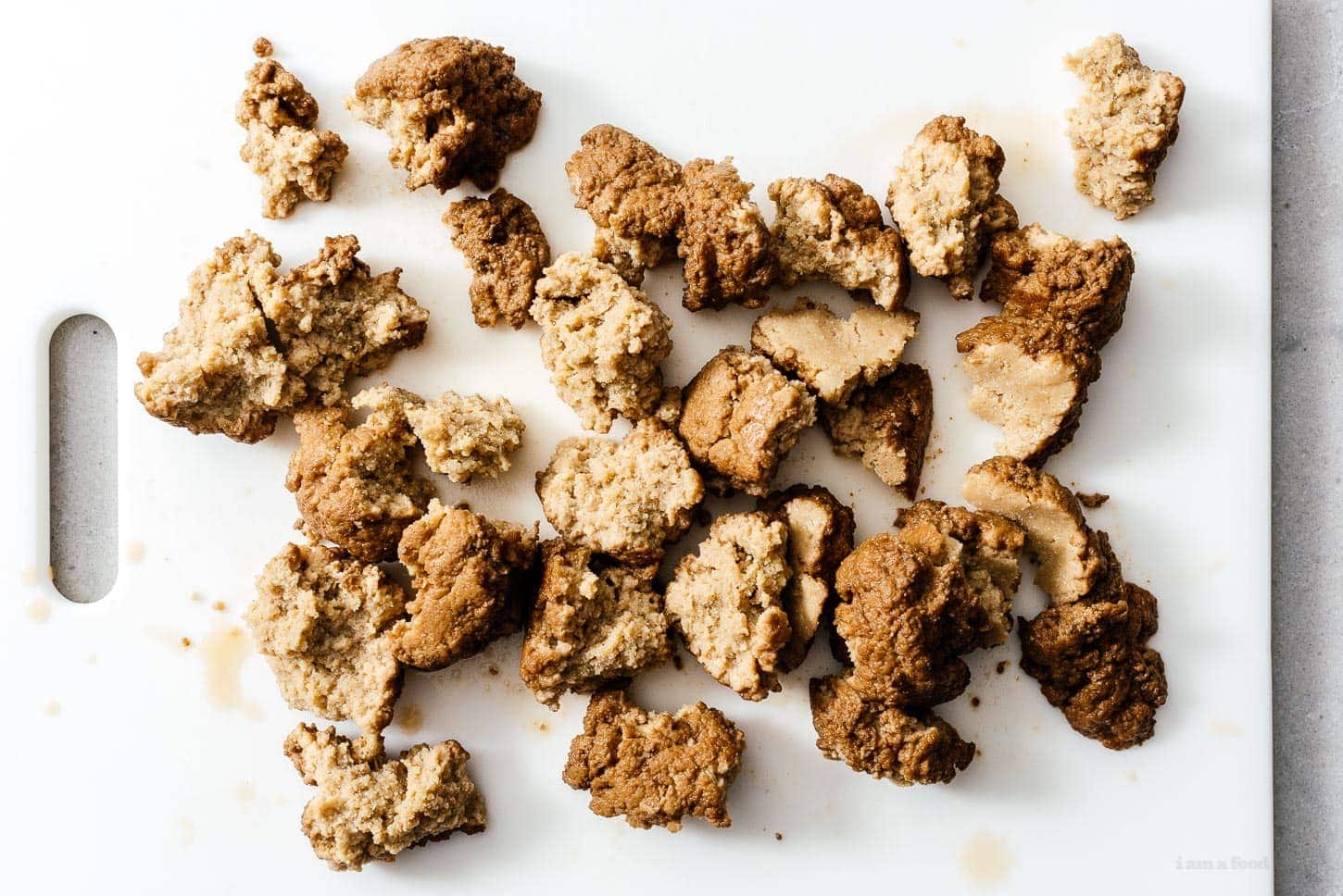 seitan torn into pieces | www.iamafoodblog.com