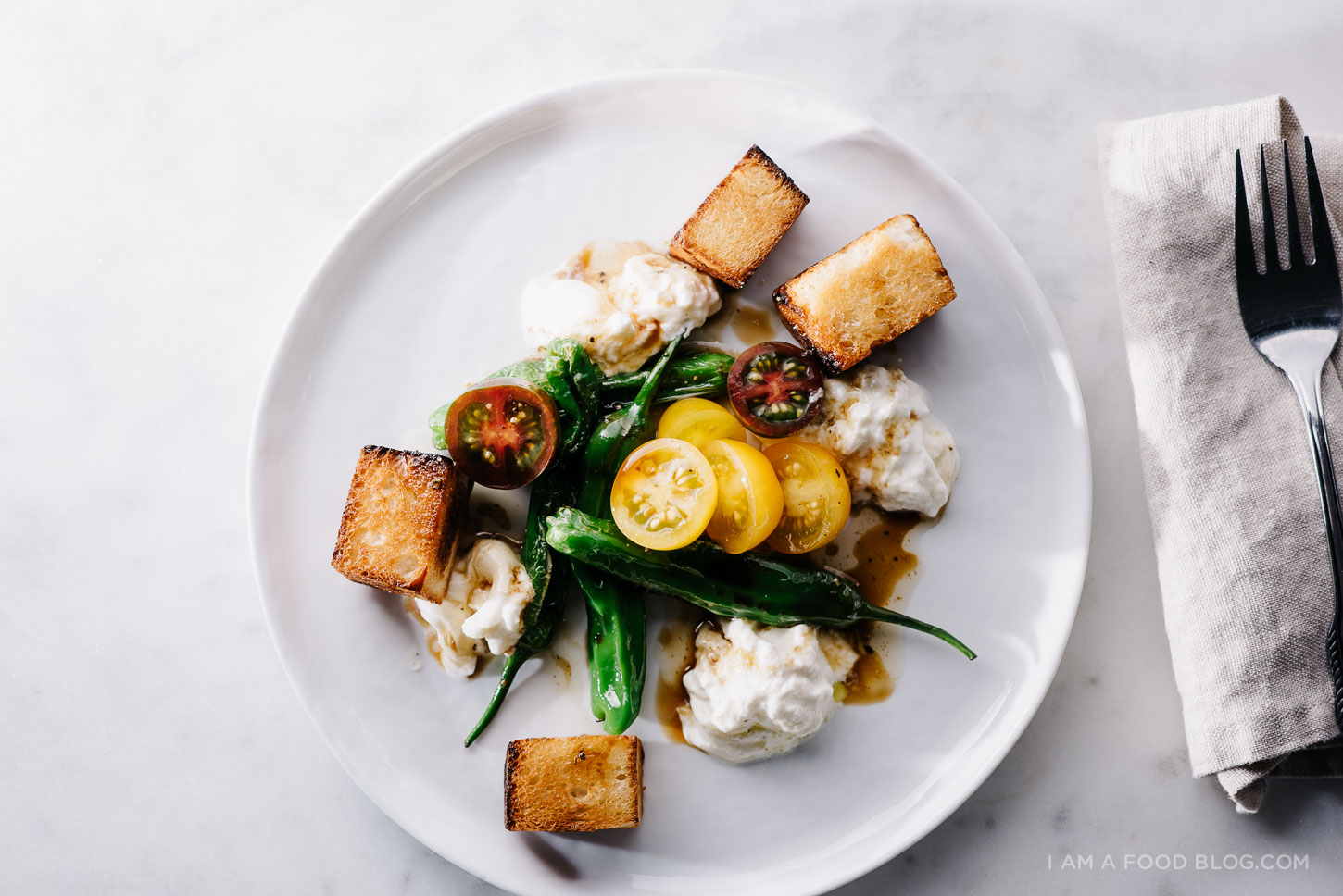 shishito burrata bread salad recipe - www.iamafoodblog.com