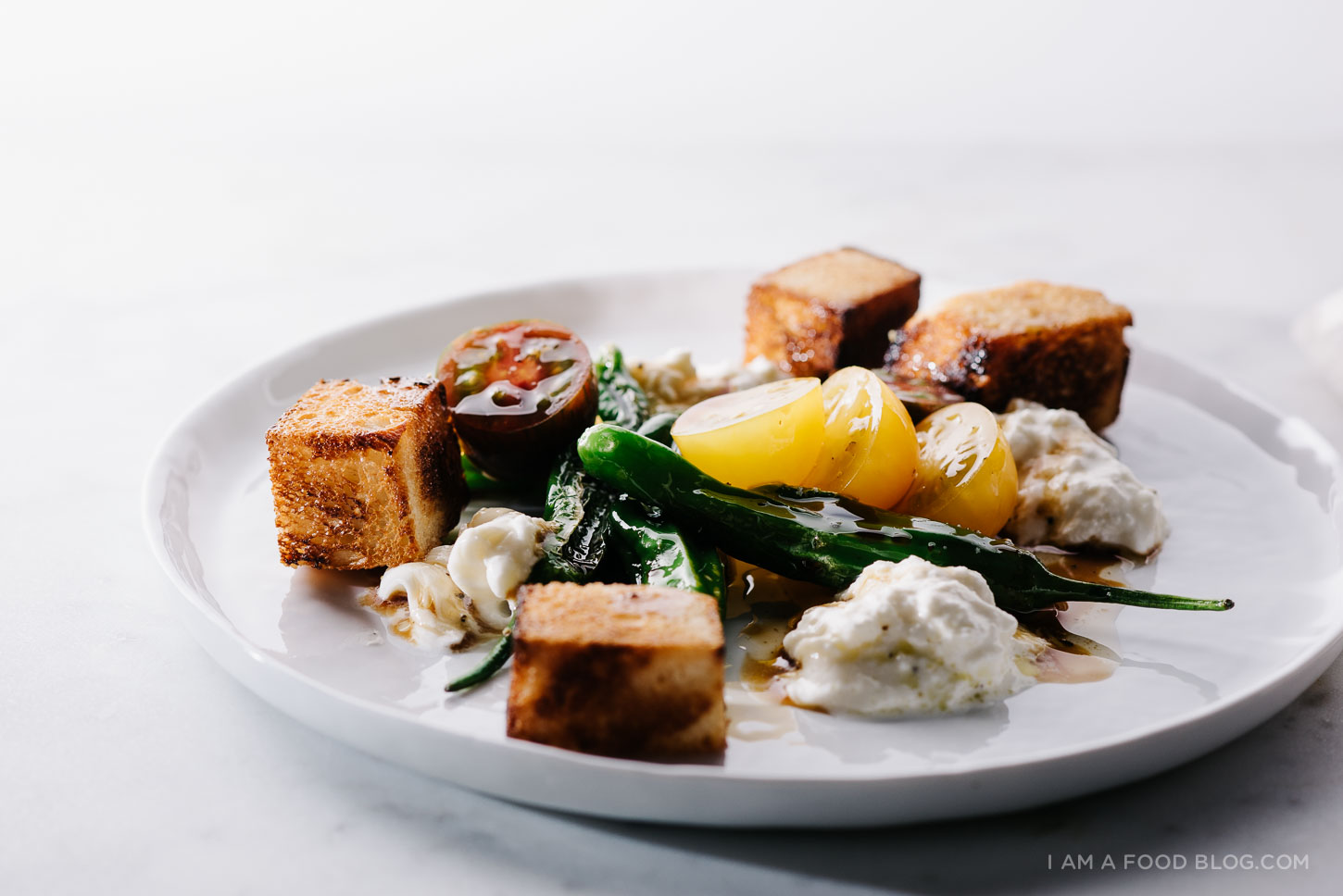 shishito burrata bread salad recipe - www.iamafoodblog.com