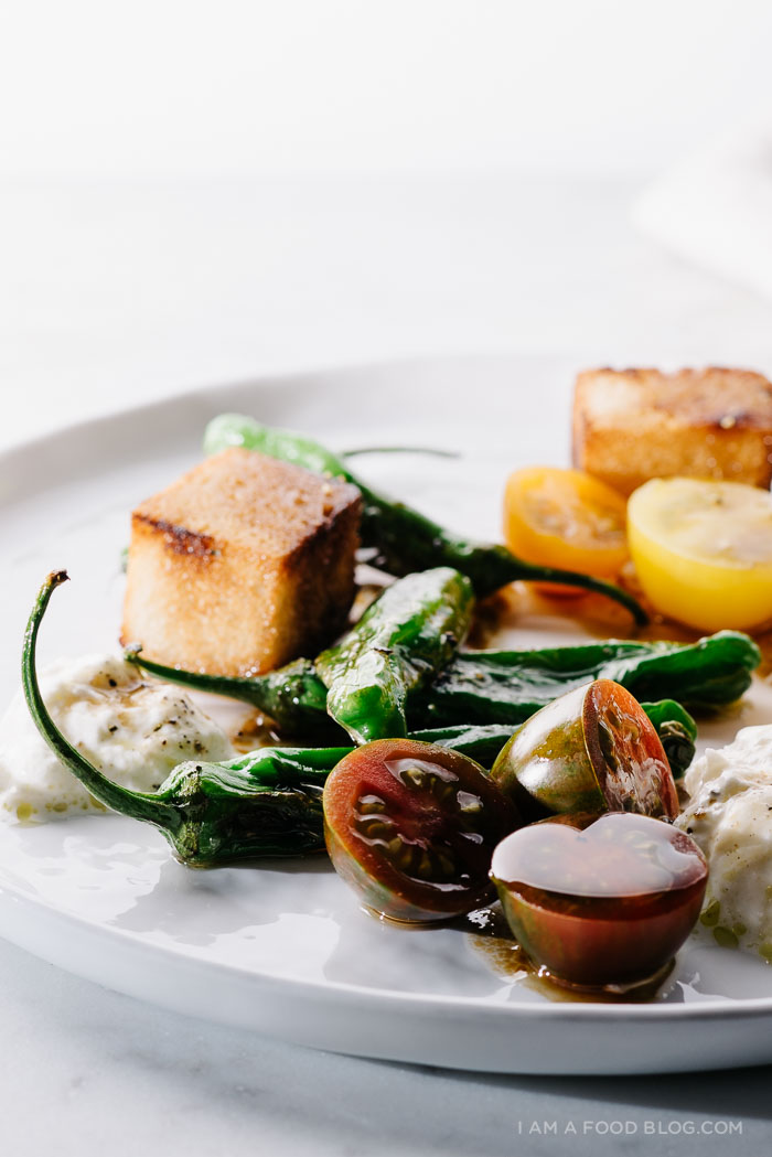 shishito burrata bread salad recipe - www.iamafoodblog.com