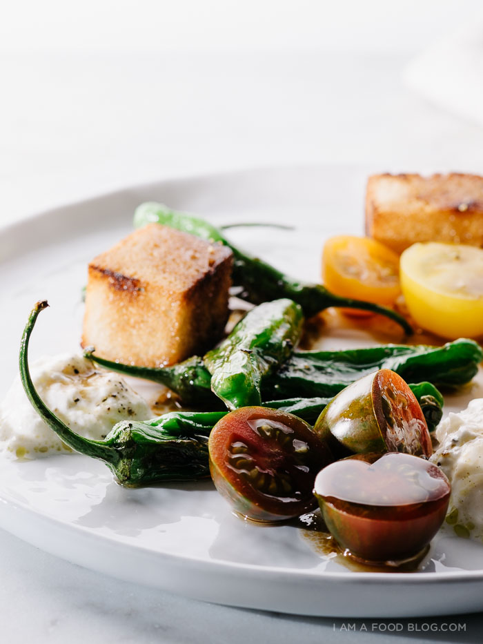 shishito burrata bread salad recipe - www.iamafoodblog.com