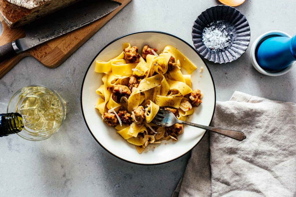 Garlic Parmesan Pasta with Sausage | www.iamafoodblog.com